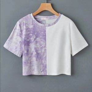 half white half the dye cropped tee
